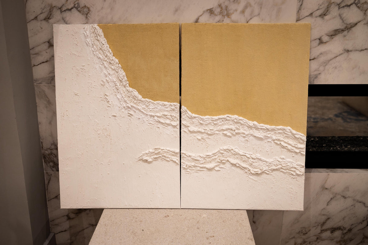 Coastal Gold - Gold and cream diptych
