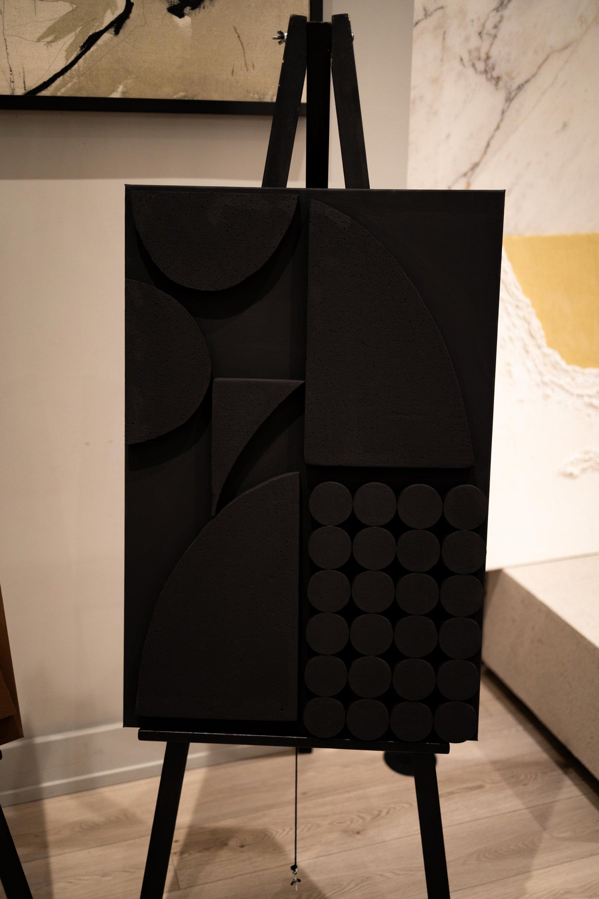 Midnight Geometry - Black sculptural artwork